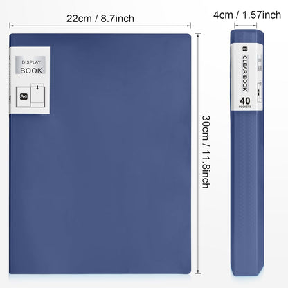 Marspark 6 Pcs Binder with Plastic Sleeves Large 8.5" x 11" Display Presentation Book 40 Pocket 80 Pages Art Portfolio Folder Clear Sheet Protector for Photo Document (Dark Blue)
