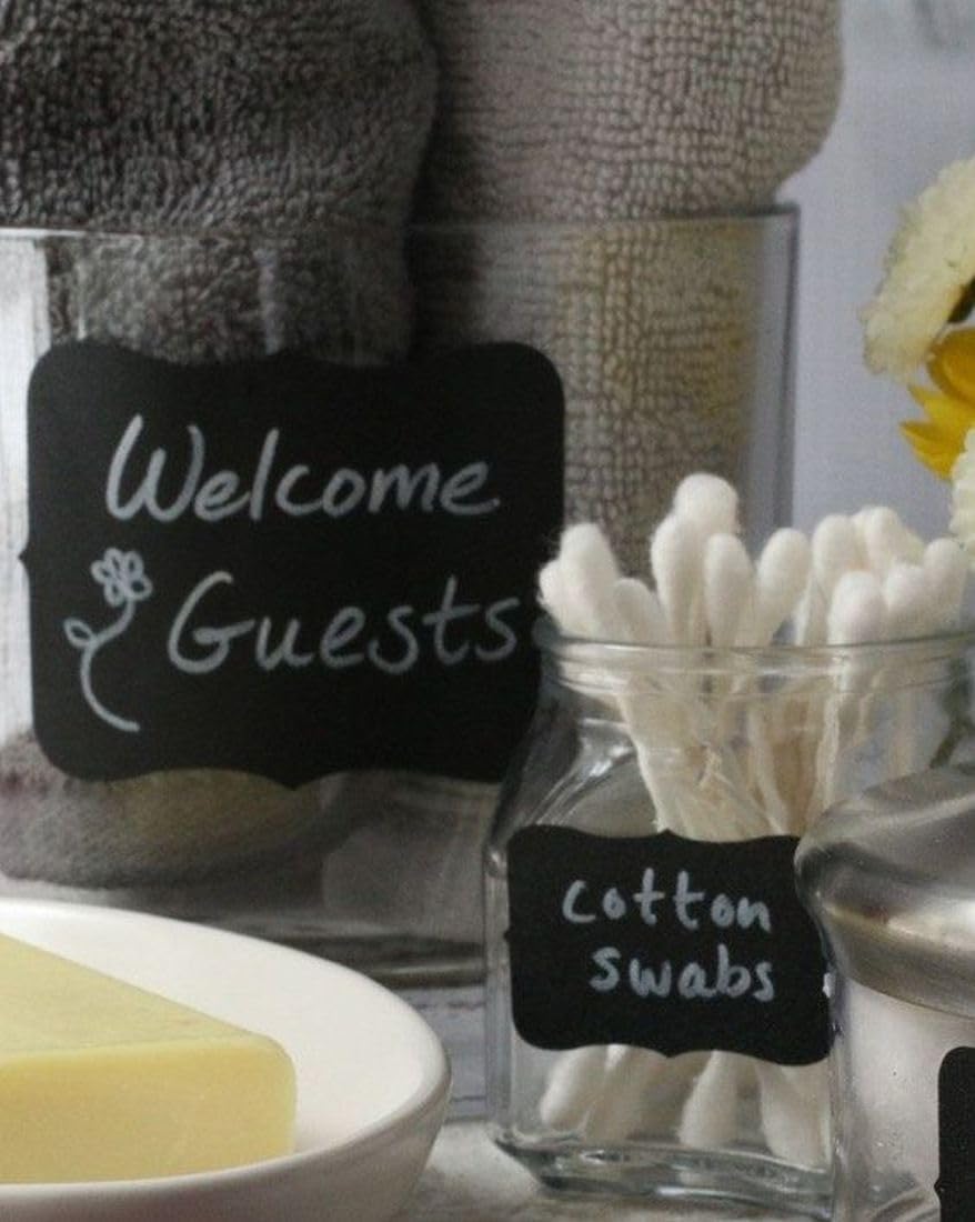 Chalkboard Labels - Chalk Labels by Cestari Kitchen - Set of 52 Assorted Premium Reusable Decorative Blackboard Stickers for Stylish Organization, Wedding Decorations, and Craft Projects