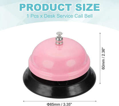 uxcell Desk Service Call Bell, 3.35 Inch Metal Dinner Service Bell Ring for Hotel Restaurant Reception Area and Wedding Party Events, Light Pink