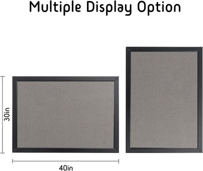 Gideal Bulletin Board 40x30 Inch, Cork Board with Grey Fabric and Pine Wood Frame, Cork Boards for Walls, Wall Mounted Fabric Notice Board for Home Office School, Vision Board and Message Organizer