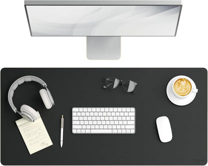 Smead Desk Pad, Vegan Leather Desk Mat with Non-Slip Faux Suede Backing, Perfect Desk Organizer for Office Decor, 36” x 17” Large, Charcoal (64828)
