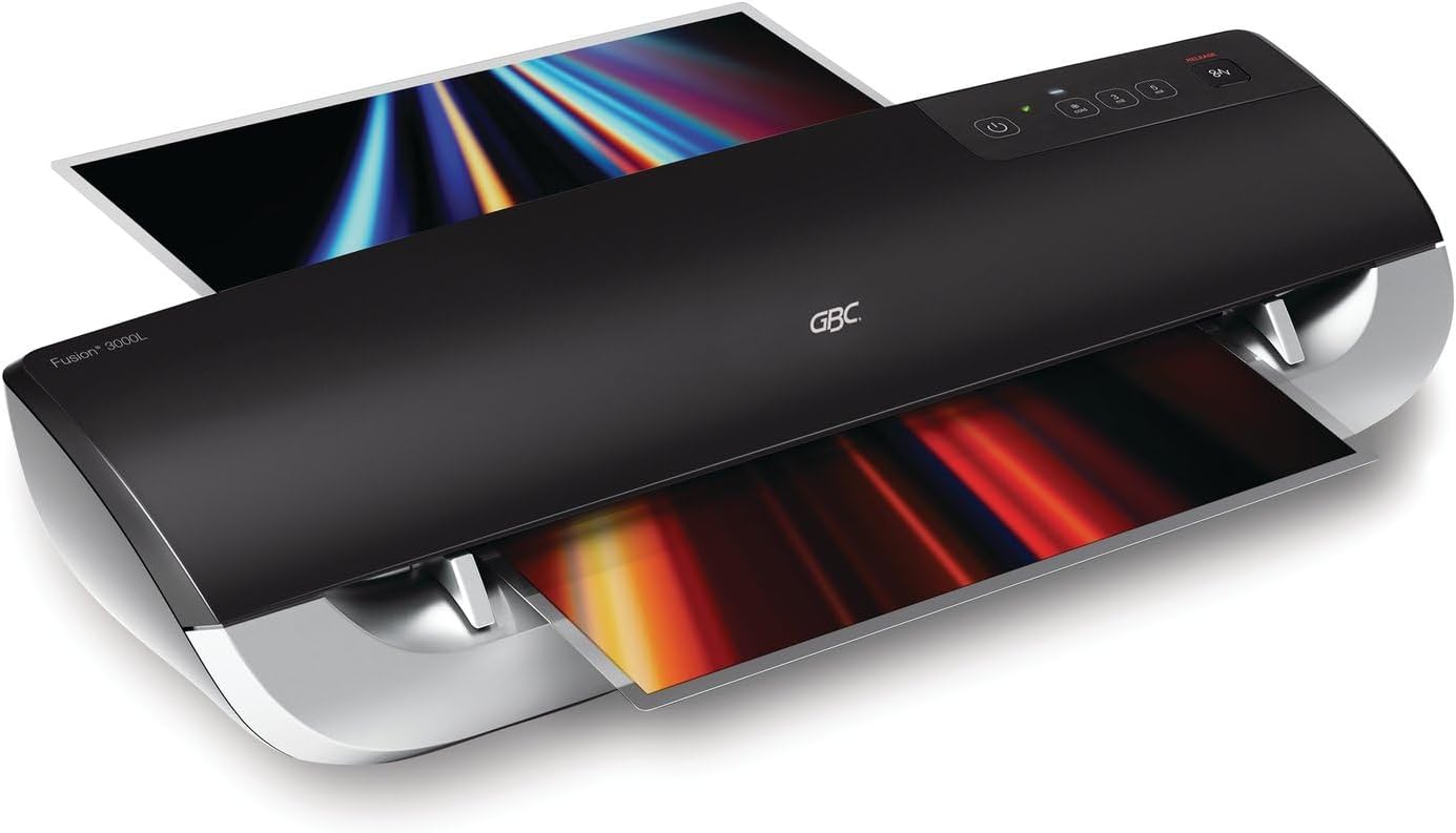 GBC Thermal Laminator Machine, Fusion 3000L, 12 Inch, 1 Min Warm-up, 3 or 5 Mil, with 30 EZUse Laminating Pouches (1703075)