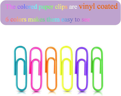 Coideal Colored Small Paper Clips Vinyl Coated, 200 Pack 28mm Assorted Color Mini Paperclips Holder Colorful for School, Office