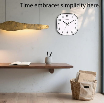 Wall Clocks Battery Operated, 12 Inch Silent Wall Clock, Non Ticking Square Analog Decorative Wall Clocks for Bedroom Living Room Office Home Gym Porch Decor Indoor Outdoor Clock, Black