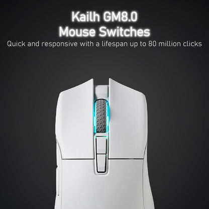 iRocks IRM31R RGB Backlight, Wireless Lightweight Gaming Mouse, Tri-Mode Connection, Kailh GM8.0 Mouse Switches, Advanced PixArt PAW3395 Optical Sensor, Resolution Up to 26,000 DPI - White