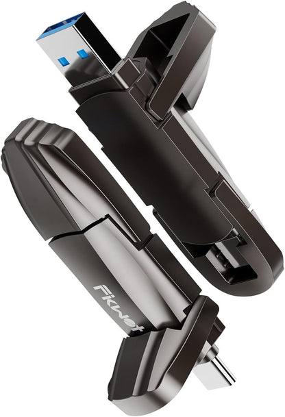 FU388 External Solid State Drive, Up to 1000MB/s for Data Storage,Dual-Port Stick Design with USB-A & Type-C Expansion of Storage for iPhone 15/16 /Android/PC/Mac/Laptop