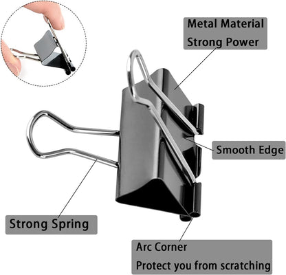 Large Binder Clips 2 Inch (60 Pack), Extra Large Binder Clips Big Paper Clamps for Office and Home Supplies, Black
