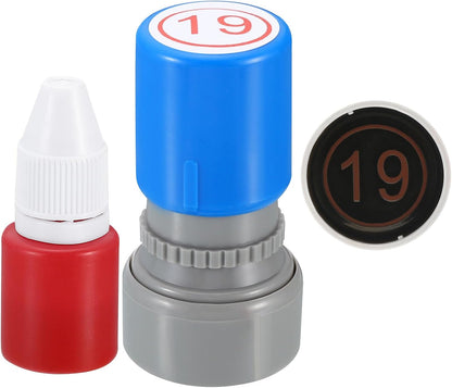 PATIKIL Number Stamps Self Inking, Numeral 19 Number Stamp Teacher Stamp Initial Stamp Ink Stamp for Class Notebook Scrapbooking DIY Craft Style 2, Red Ink
