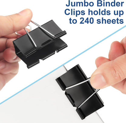 48 Pack Extra Large Binder Clips 2 Inch Paper Clip Large Binding Clip, Jumbo Paperclips Bulk, Heavy Duty Big Paperwork Clamp Black, School Teachers Office and Kitchen Home Supplies