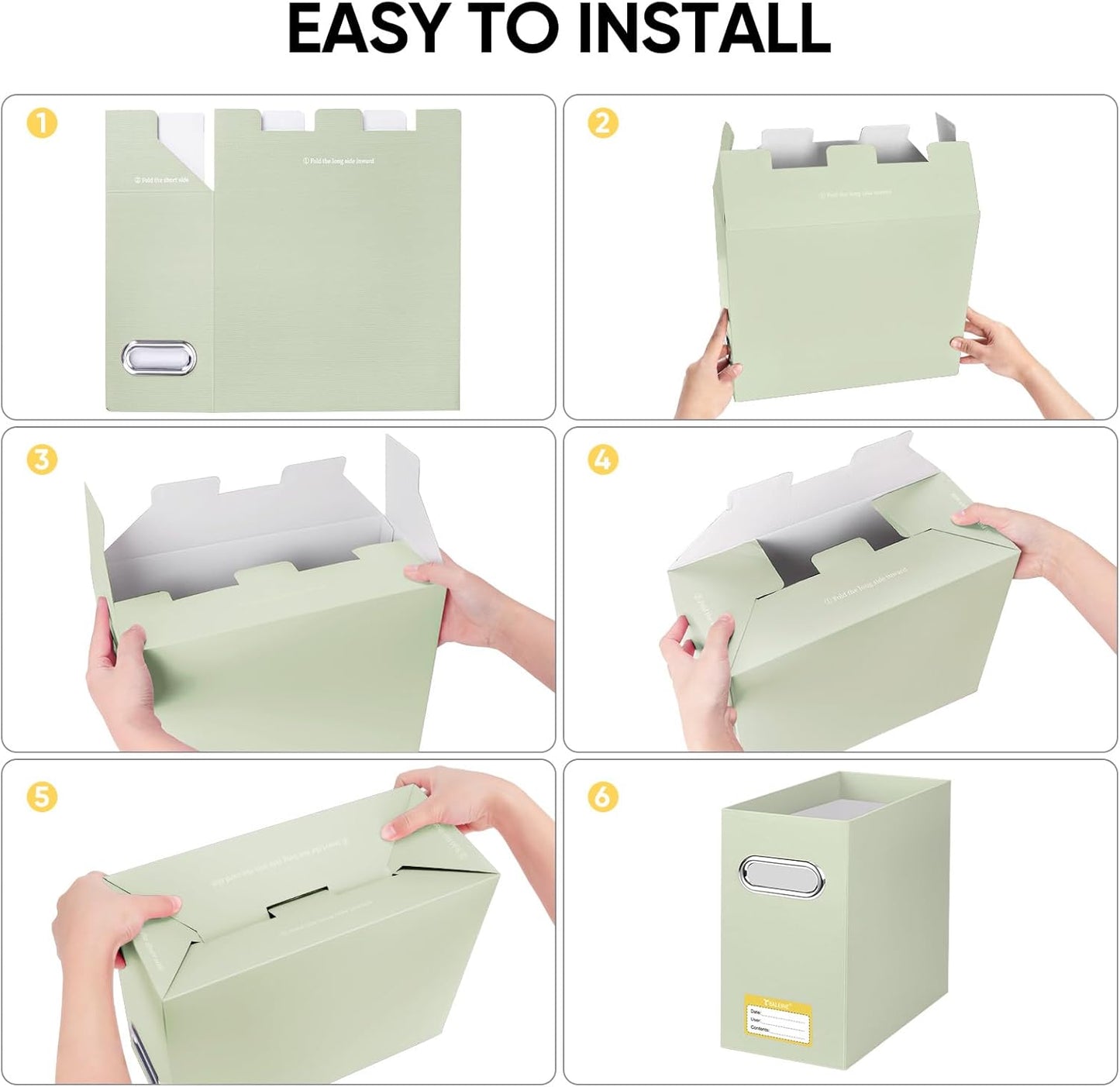 BALEINE File Organizer Box, Cardboard File Folder Organizer with Handle for Letter Size, Portable Collapsible Hanging Filing Box for Home Office Document Storage (4 Pack, Beige)