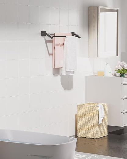 Alise Bath Double Towel Bars,Towel Holder Towel Racks for Bathroom Lavatory,24 Inch SUS304 Stainless Steel Towel Hanger Towel Rail Wall Mount,Matte Black,GK9009-B