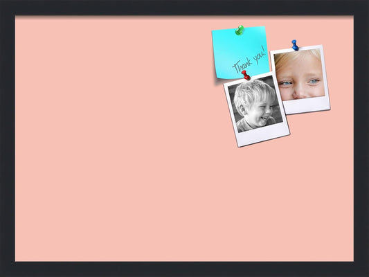 PinPix 22x16 Inch Cork Bulletin Board. This Decorative Framed Pin Board Comes with Pink Pastel Design and a Satin Black Frame. Ideal for Home Office Decor or Message Board (PinPix-1813)