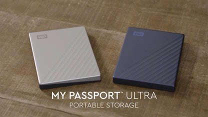 WD 2TB My Passport Ultra, Blue, Portable External Hard Drive, backup software with defense against ransomware, and password protection, USB-C and USB 3.1 - WDBC3C0020BBL-WESN