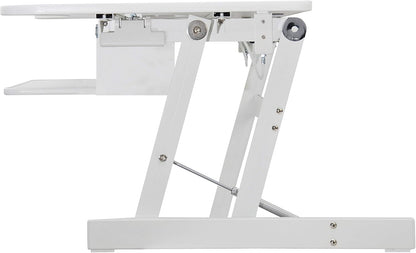 Rocelco 37.5" Deluxe Height Adjustable Standing Desk Converter - Quick Sit Stand Up Dual Monitor Riser - Gas Spring Assist Computer Workstation - Large Retractable Keyboard Tray - White (R DADRW)