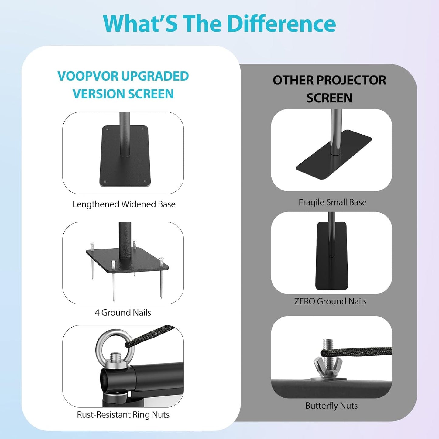 Outdoor Projector Screen with Stand - VOOPVOR 120 inch Projector Screen Portable - Lightweight Projection Screens Indoor Front/Rear - Movie Screen 16:9 4K HD with Catty Bag for Backyard Home Theater