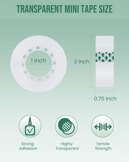 Lichamp 10 Pack Office Desktop Tape Dispenser Includes 10 Rolls of 1 Inch Core Tapes 3/4 in x 1000 in, Red and Black Desk Tape Dispensers Non-Skid Base, Great for School, Office and Home