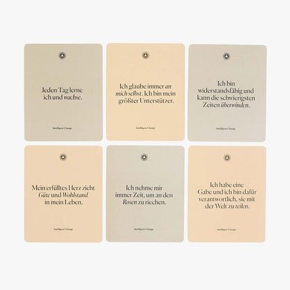 Intelligent Change German Mindful Affirmation Cards, Daily Words of Encouragement Cards, Self Affirmation Inspirational Gifts, Self Care Box of Positive Affirmations, Display Stand, Deck of 52