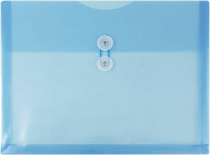 JAM PAPER Plastic Envelopes with Button & String Tie Closure - Letter Booklet - 9 3/4 x 13 - Blue - 12/Pack