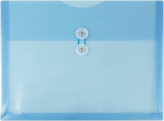 JAM PAPER Plastic Envelopes with Button & String Tie Closure - Letter Booklet - 9 3/4 x 13 - Blue - 12/Pack