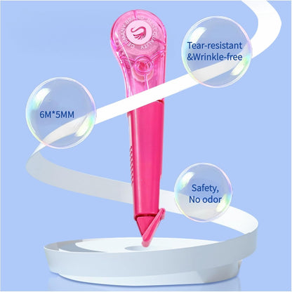 19.69ft Correction Tape Pen, 5-Count Pack, Dry Instantly, Stretch Resistant, not Easy to Break, as Smooth as Writing, Perfect for School, Office Supplies, Black White Red Yellow Blue