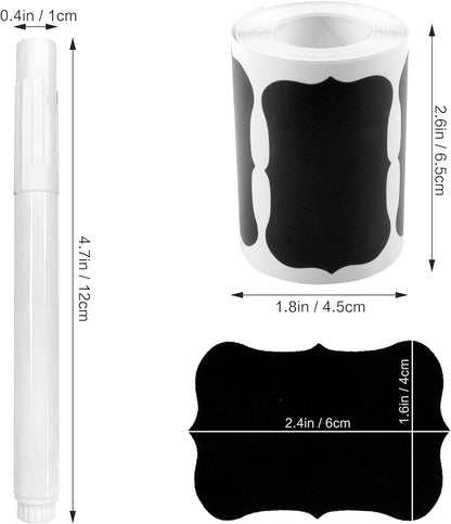 MUWOOB Chalkboard Labels, 120 Pcs Black Reusable Waterproof Label Stickers, Kitchen Pantry Sticker Labels for Containers, Mason Jars, Condiments, Food Storage (Wave)