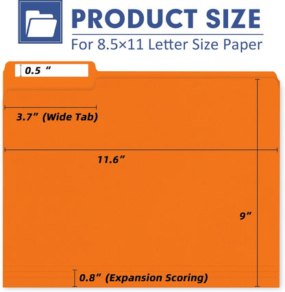 File Folder, PANDRI 120 Pack Colored File Folder, 1/3 Cut Tab, Letter Size, Assorted 12 Colors Filing Folder for Office School Business