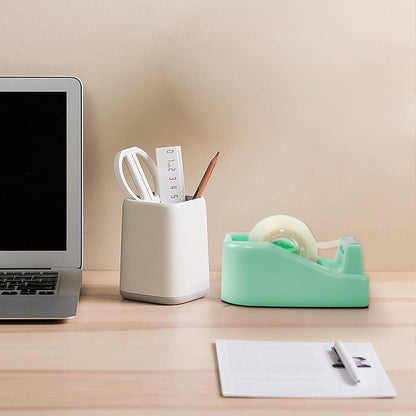 2Pcs Desktop Tape Dispenser Adhesive Roll Holder with Weighted Nonskid Base, Green (Tape not Included)