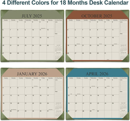 Desk Calendar 2025-2026 with Desktop Mat, 18 Month Large Desk Pad Calendar from July 2025 to December 2026, 22" x 17" Desk Pad Calendar 2025-2026 for Home, School Office, Cyan
