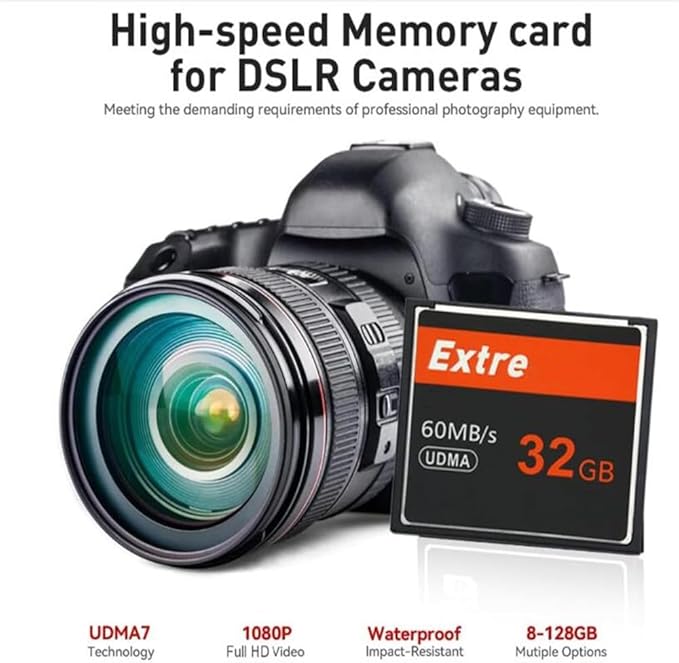32GB CF Memory Card UDMA Speed Up to 60MB/s SLR Camera CF Cards for Professional Photographer,Videographer,Enthusiast