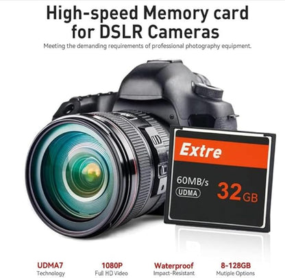 32GB CF Memory Card UDMA Speed Up to 60MB/s SLR Camera CF Cards for Professional Photographer,Videographer,Enthusiast