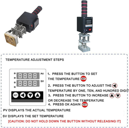 Embossing Machine, 110V 500W Handheld Portable Hot Stamping Branding, Machine Heat Press Digital Leather Tool, Paper Wood Custom Logo Food Foil Stamp Printer (Precise Location 10-13cm)
