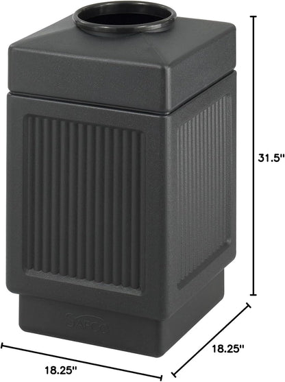 Safco Canmeleon Trash Can, 38 Gallons, Indoor and Outdoor Use, Open Top, Durable & Weather-Resistant Commercial Garbage Can, Black