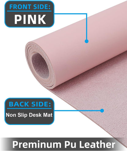 Non-Slip Desk mat,PU Leather Desk Pad Protector, Office Desk Mat, Large Mouse Pad,Desk Blotter, Laptop Desk Pad, Waterproof Desk Writing Pad for Office and Home (Rose Pink, 40" x 17")