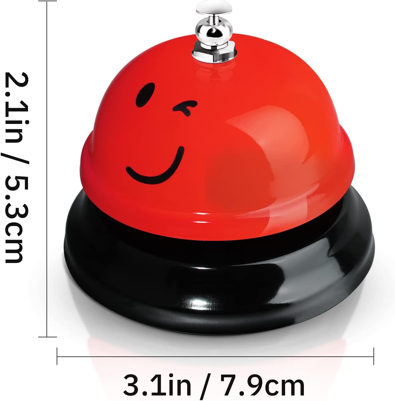 Tudomro 6 Pcs Call Service Dinner Bell for Desk Classroom Metal Smile Face Bell 3 Inch Diameter Anti Rust for Hotel Restaurant Office School Kitchen Bar(Plain Color)