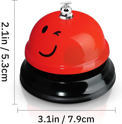Tudomro 6 Pcs Call Service Dinner Bell for Desk Classroom Metal Smile Face Bell 3 Inch Diameter Anti Rust for Hotel Restaurant Office School Kitchen Bar(Plain Color)