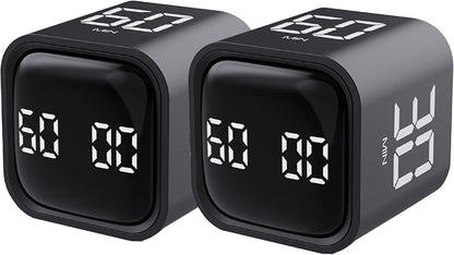 2Pcs Rotating Pomodoro Timer 5,10,30, 60 Minutes Preset,Desk Productivity Flip Timer, Visual Cube Countdown Stopwatch,Custom Modes/Vibration/High/Low Volume,ADHD Timers, for Study, Work, Kitchen