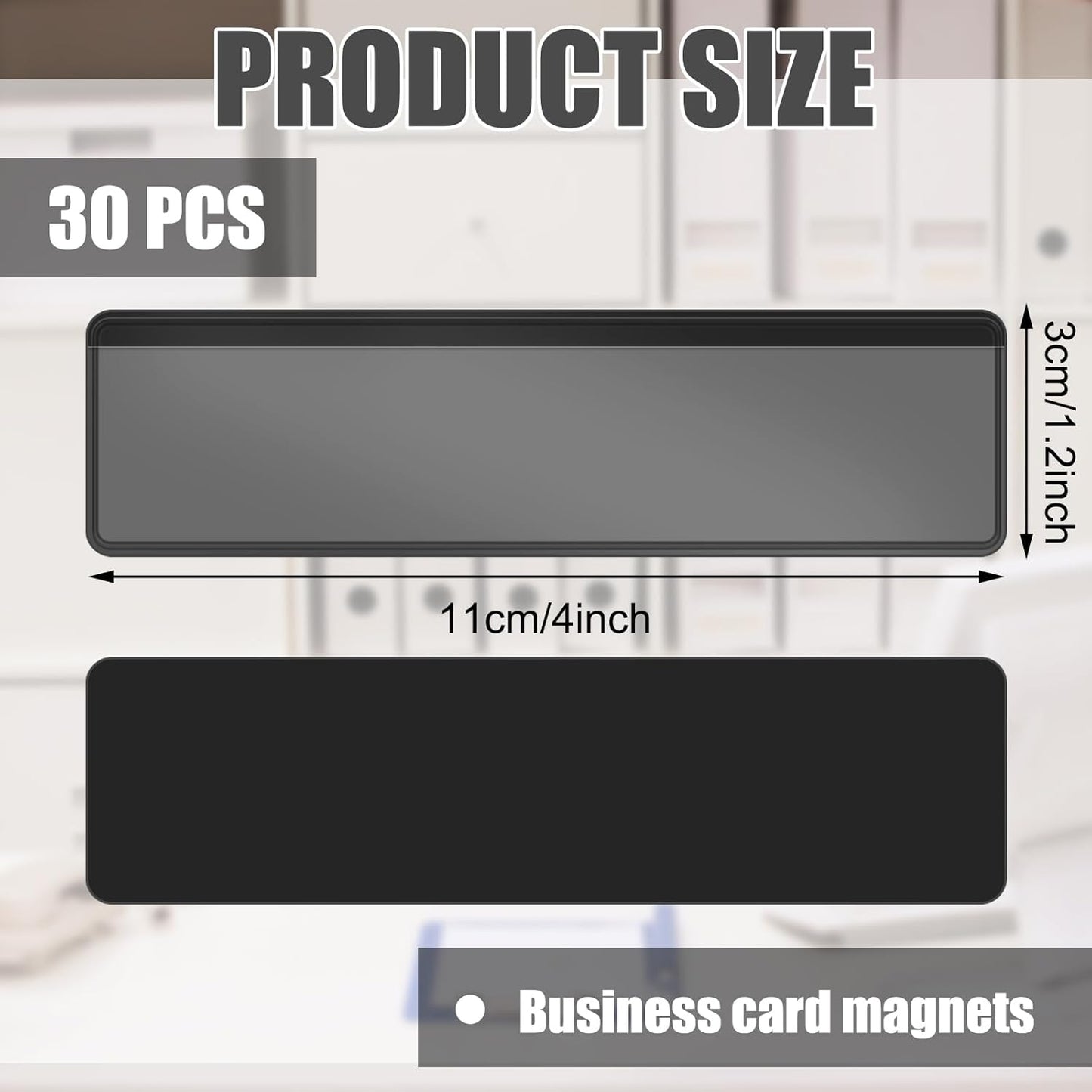 30 Pcs Magnetic Label Holders Pallet Rack 4.3 x 1.2 Inch Clear Business Card Holders with Magnet File Cabinet Labels Magnet for Metal Shelf Whiteboard Bins Office Gift(Black)