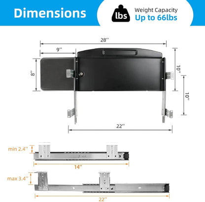 Solid Steel Under Desk Keyboard Tray Slide Out with 360° Rotating Mouse Platform,Keyboard Shelf Sliding,Under Desk Mounted Keyboard Holder,Under Desk Keyboard Drawer 28"Lx11"W