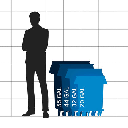 55 Gallon Black Round Commercial Trash Can with Lid and Dolly