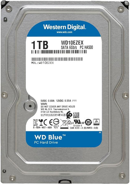 Western Digital 1TB WD Blue PC Internal Hard Drive HDD - 7200 RPM, SATA 6 Gb/s, 64 MB Cache, 3.5" - WD10EZEX