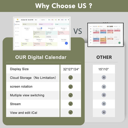 24" Digital Wall Calendar Chore-Chart-for-Planner - Touchscreen Display Smart Calendar for Family Monthly/Weekly Planner, To Do List Notepad, Streamline Household Organization, Desk Mount Included