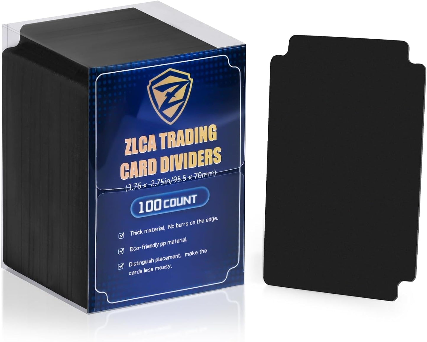 ZLCA Trading Card Dividers - Plastic Card Separator with Tabs, 2.75 x 3.76 Inch (100, Black)