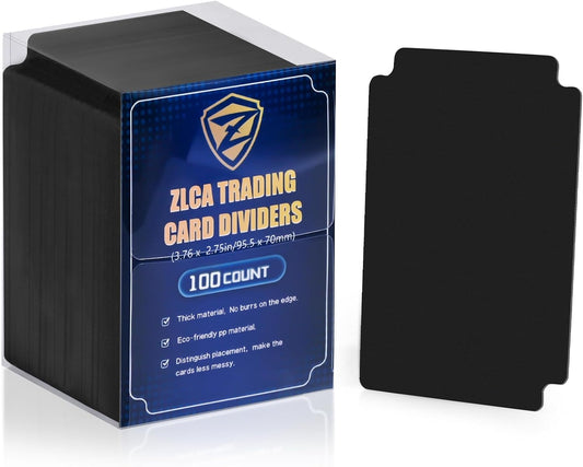 ZLCA Trading Card Dividers - Plastic Card Separator with Tabs, 2.75 x 3.76 Inch (100, Black)