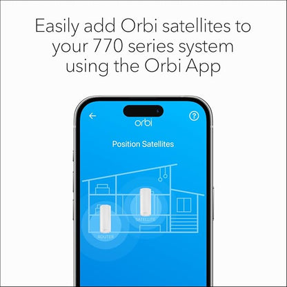 NETGEAR Orbi 770 Series Tri-Band WiFi 7 Mesh Add-on Satellite (RBE770) – Works with Orbi RBE772 and RBE773, Security Features, Up to 11Gbps, Covers up to 2,750 sq ft, 2.5 Gig LAN Ports