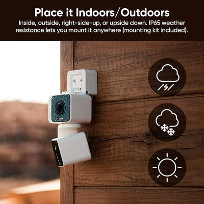WYZE Duo Cam Pan Indoor/Outdoor IP65 2K 360° Pan/Tilt Smart Home Security Camera with Color Night Vision, Compatible with Alexa & Google Assistant, White