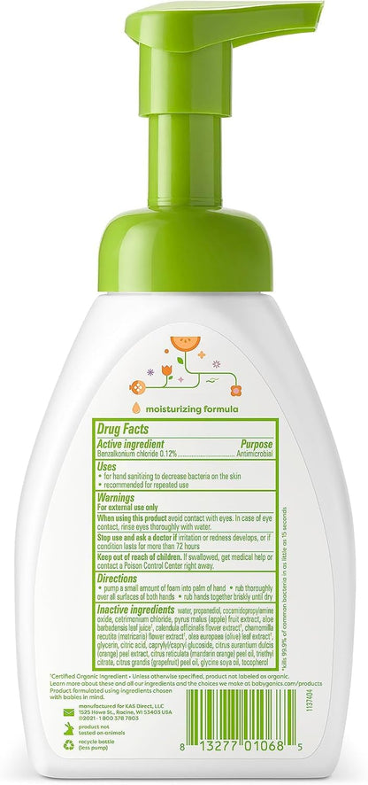 Babyganics Alcohol-Free Foaming Hand Sanitizer, Pump Bottle, Mandarin, 8.45 oz, 3 Pack