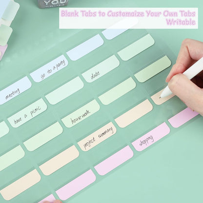 475 PCS Sticky Tabs, 10 Sheets, 3 Sizes Divider Tabs Stickers, Writable Index Tabs, Repositionable Tape Flags for Books, Binders and File Folders