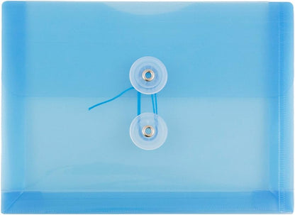 JAM PAPER Plastic Envelopes with Button & String Tie Closure - Index Size - 5 1/2 x 7 1/2 - Assorted Colors - 12/Pack