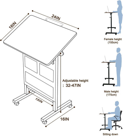 KOUPA Adjustable Height Standing Desk, Writable Tempered Glass Desktop with Eraser, 360° Flip, Wheels and Bag– Ideal for Small Spaces and Home Offices, 24 in, White(Adjustable Height: 32-47 in)