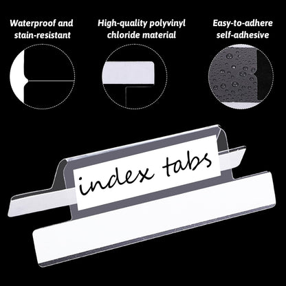 2 Inch Insertable Self Adhesive Tabs with Printable Inserts Self Adhesive Index Tabs Clear Plastic Sticky Divider Tab Divider Tab Stick on Paper Stickys Tabes with File Folder Labels for Binder, 50PCS